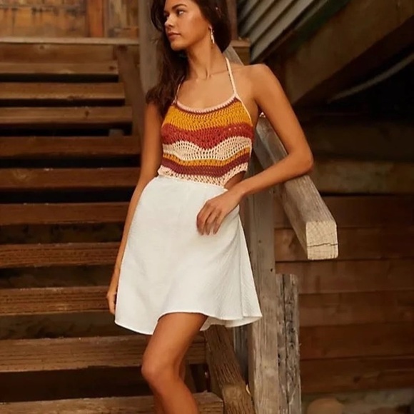 Anthropologie Crochet Halter Mini Dress - Picture 3 of 4